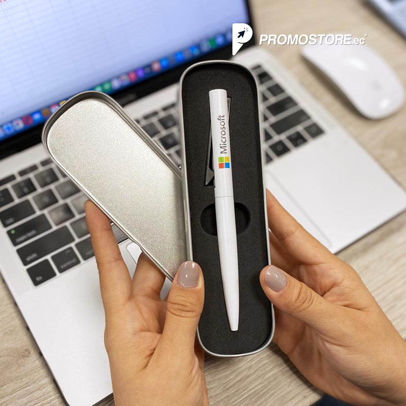 Vista previa de Bolígrafo Metálico Ejecutivo Blanco + Empaque 2