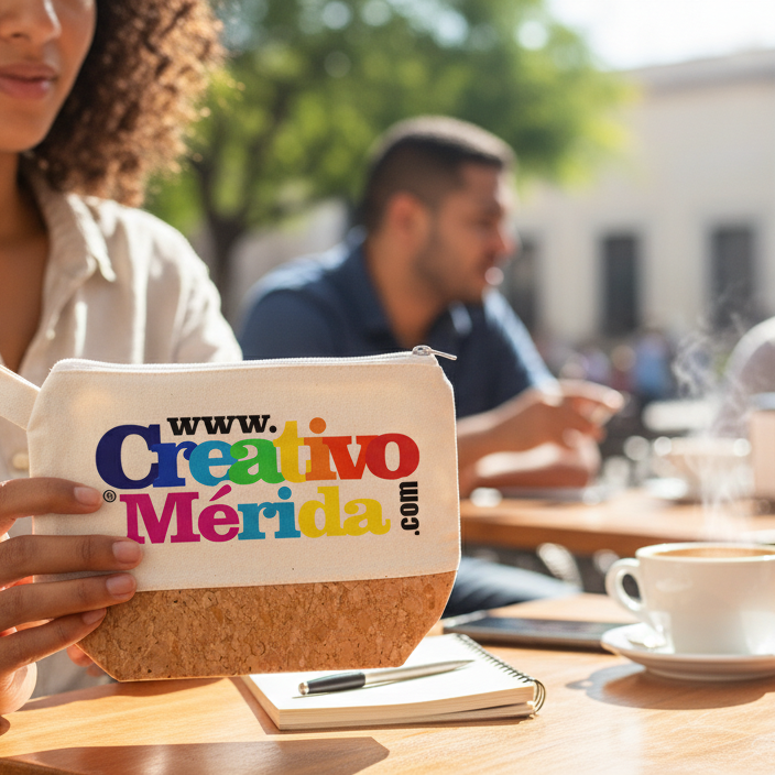 Vista previa 3 de Cosmetiquera Ecológica de Lienzo y Corcho Personalizable