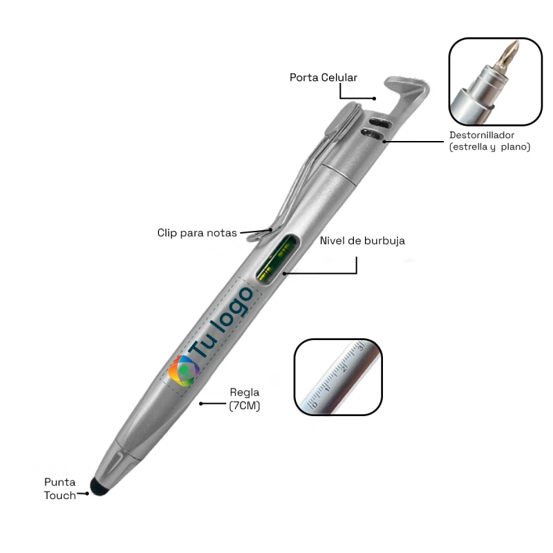 Bolígrafo Multifunción 8 en 1