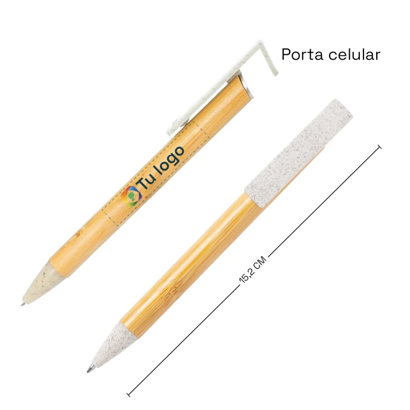 Vista previa de Boligrafo Bambú portacelular 5
