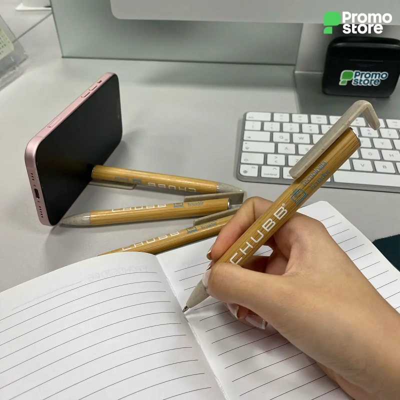 Vista previa de Boligrafo Bambú portacelular 4