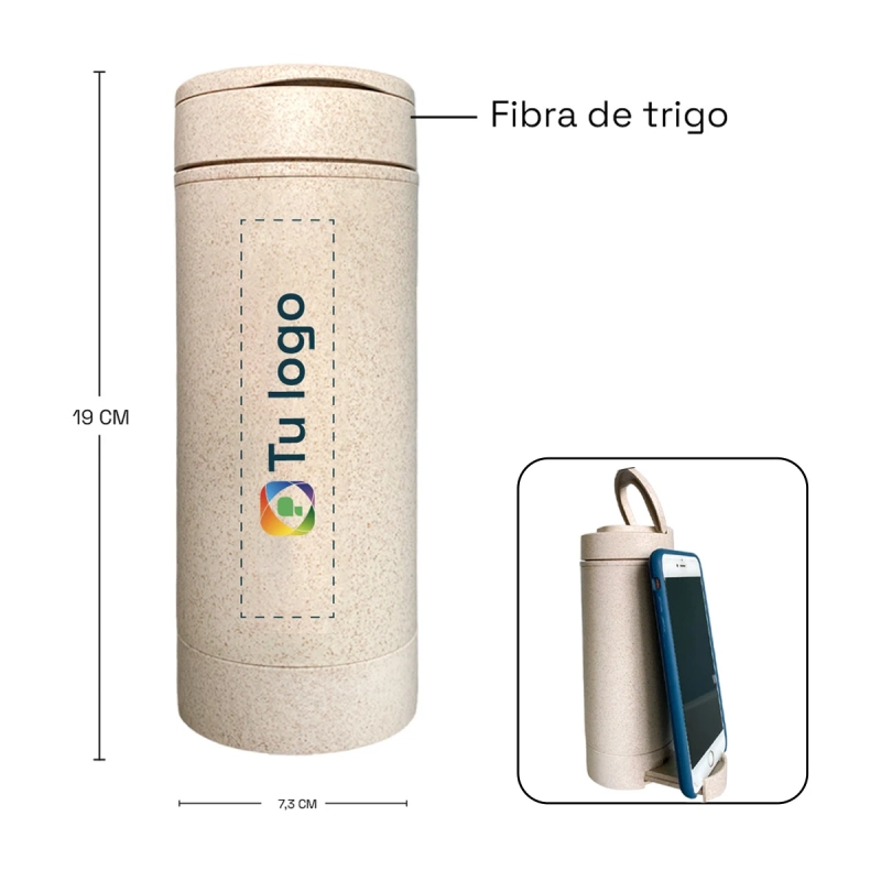 Vista previa 3 de Mug de trigo porta celular 400ml
