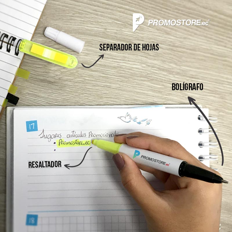 Vista previa de Bolígrafo + resaltador + separador de hojas post it 2
