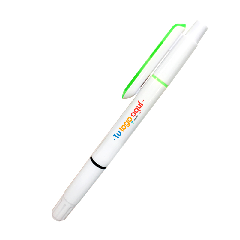 Bolígrafo + resaltador + separador de hojas post it