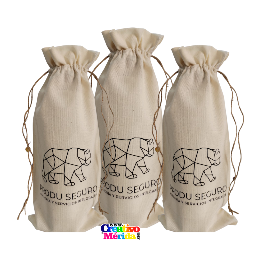 Vista previa 1 de Fundas de tela para vinos (35x14cm) con estampado