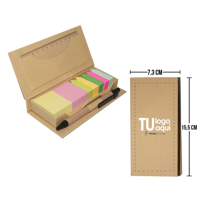 Vista previa de Bloc de notas + post its + bolígrafo +regla ecológicos 3